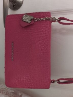 Longchamp Hot Pink Crossbody Bag with Chain Charm